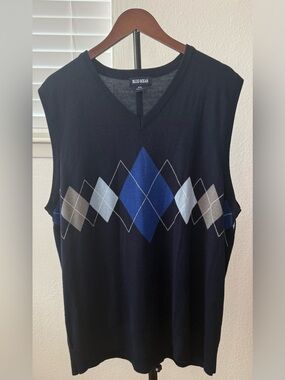Blue Ocean Men's Classic Argyle V- Neck Sweater Vest Navy, Royal Blue & Gray